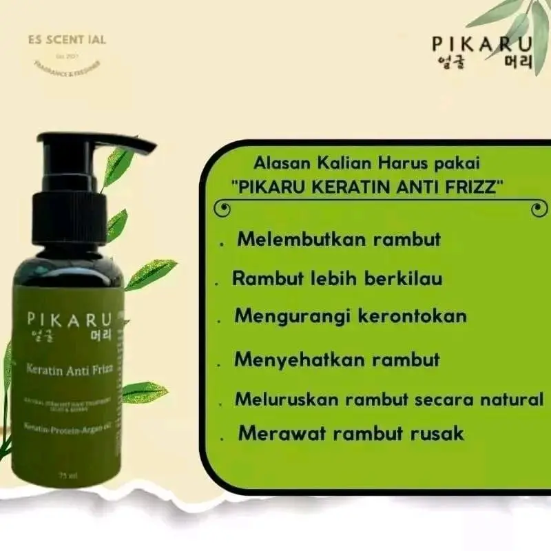 Promo 3.3 Pikaru Keratin Anti Frizz 75ml - Pikaru Treatment Hair Serum 75 Ml