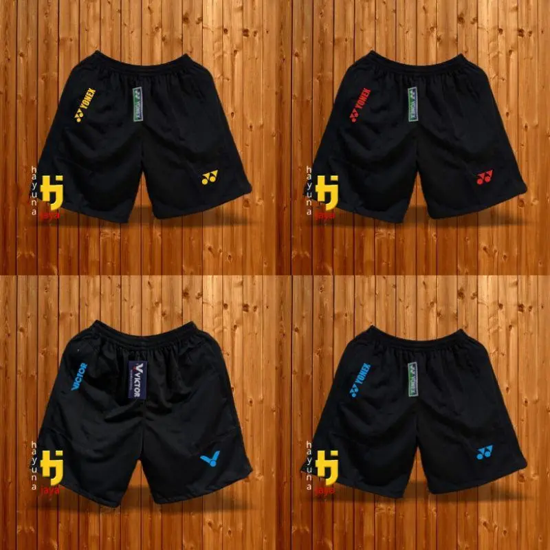 Paket grosir 5pcs celana badminton pria wanita dewasa jumbo kain hitam logo warna 0