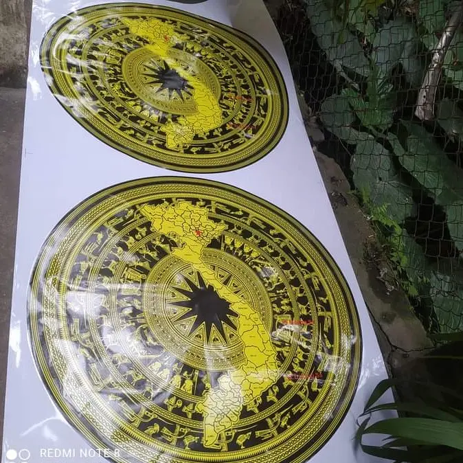 (Tem 3 lớp) TEM DECAL TRỐNG ĐỒNG dán trang trí nắp cáp pô, dán xe. Trống đồng dán xe 0