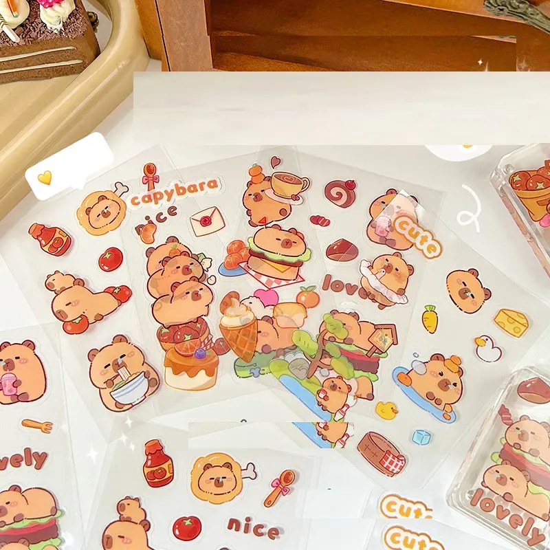 Set 6 bảng sticker trang tri sách, vở, góc học tập, ốp điện thoại PVC chống nước Loopy, Capybara DIY SLOOPY15