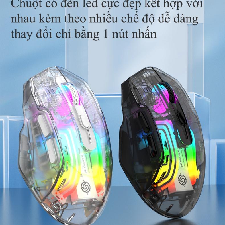 Chuột không dây K-Snake BM530 kết nối 3 chế độ thiết kế trong suốt độc lạ với đèn led RGB cực đẹp 7