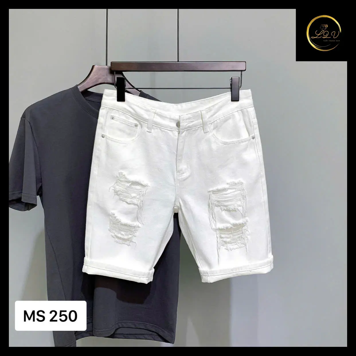 [ LQV] - MS 250 Quần short jeans nam chất liệu jean bò không giãn nhẹ phong cách hàn Menswear Pants Denim Có Túi Menswear Pants Lưng Cao