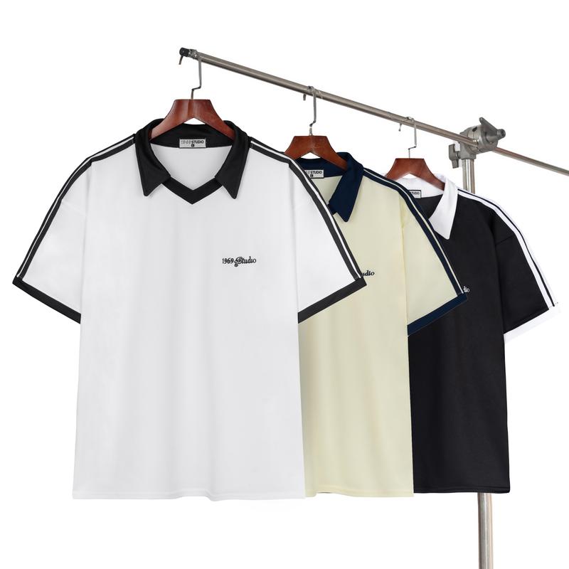Product Introduction of Men Women polo shirt 1969studio hot trend polyester sleeve stripe casual loose unisex model-pl-02 15