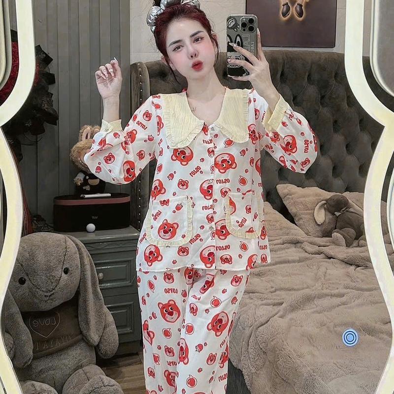 Đồ bộ pijama nữ tay dài lụa mango phối túi nhiều mẫu, thiết kế mới dễ thương, đồ bộ nữ mặc nhà thoải mái, pijama nữ lụa mịn mát, size dưới 60kg, đồ bộ pizama tay dài Yuri Phương Shop 5