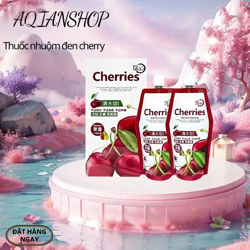 Nhuộm đen Cherries  500mlx2 - Phủ sạch bạc không bám da đầu, không bay màu - Đổi màu tóc nữ nhanh chóng tại nhà không mất nhiều chi phí và thời gian 4
