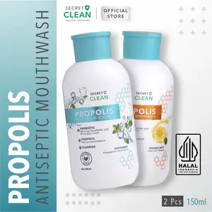 [FYC] [TIFFANY APPROVED] Secret Clean Propolis Antiseptic Mouthwash Bundling Orange Mint | Papper Mint 150ML - Obat Kumur Antiseptic Nafas Segar & Menghilangkan Bau Mulut