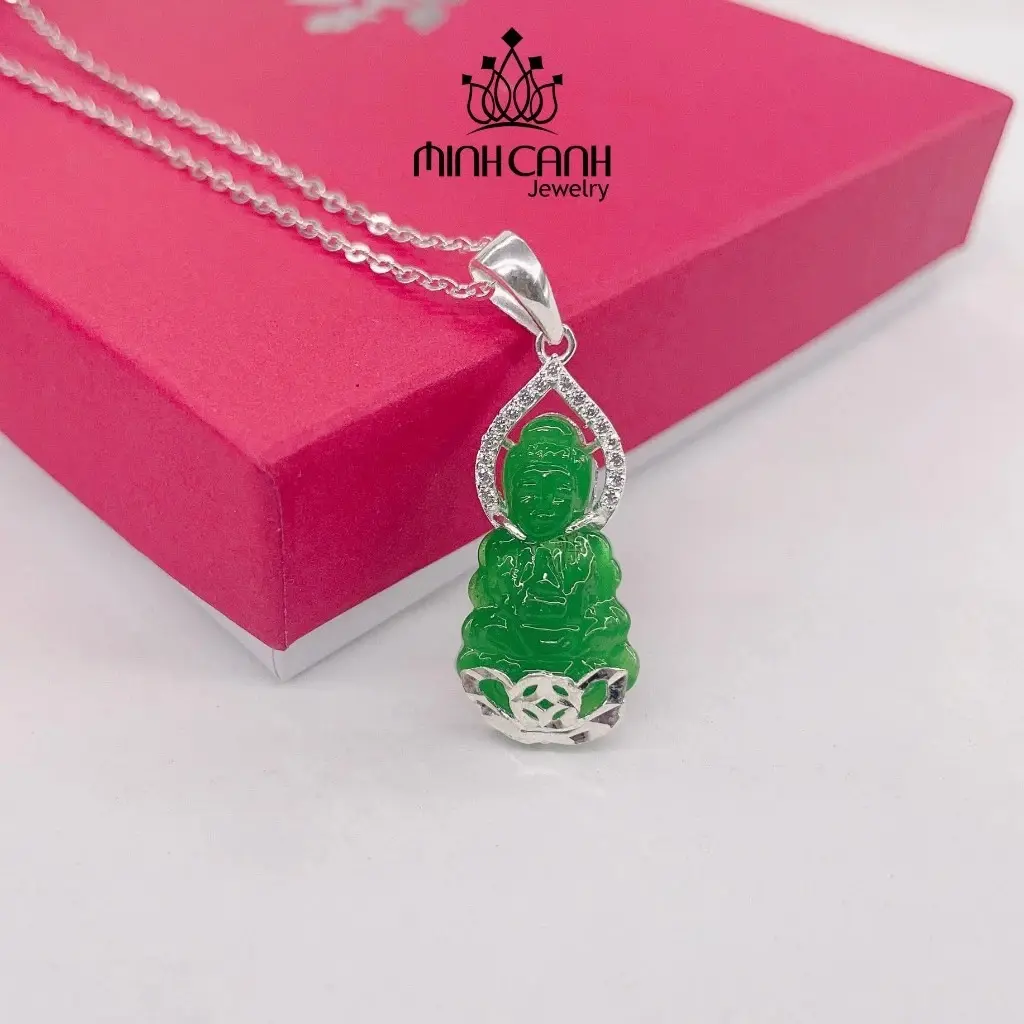 Dây Chuyền Bạc Mặt Phật Quan Âm Bằng Bạc Bọc Đá Minh Canh Jewelry