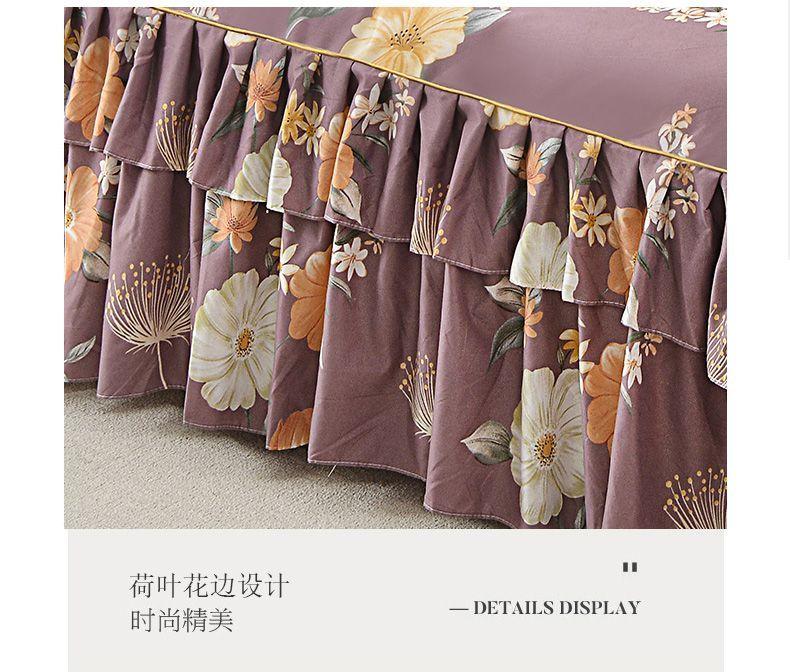 Product Introduction of Vỏ bọc ga trải giường Phong cách Hàn Quốc Vỏ bọc giường một mảnh bằng bông dày thân thiện với da cho giường đôi Vỏ bọc bảo vệ ga trải giường chống trượt hai lớp ren ba mảnh 11
