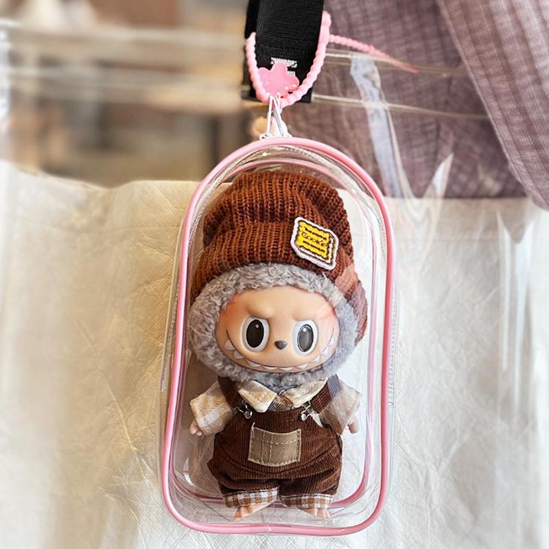 Product Introduction of [Only Bag] Transparent Storage Bag For 15-17CM LABUBU Dust Proof Cotton Doll Baby Walking 19cm Hanging Bag 15