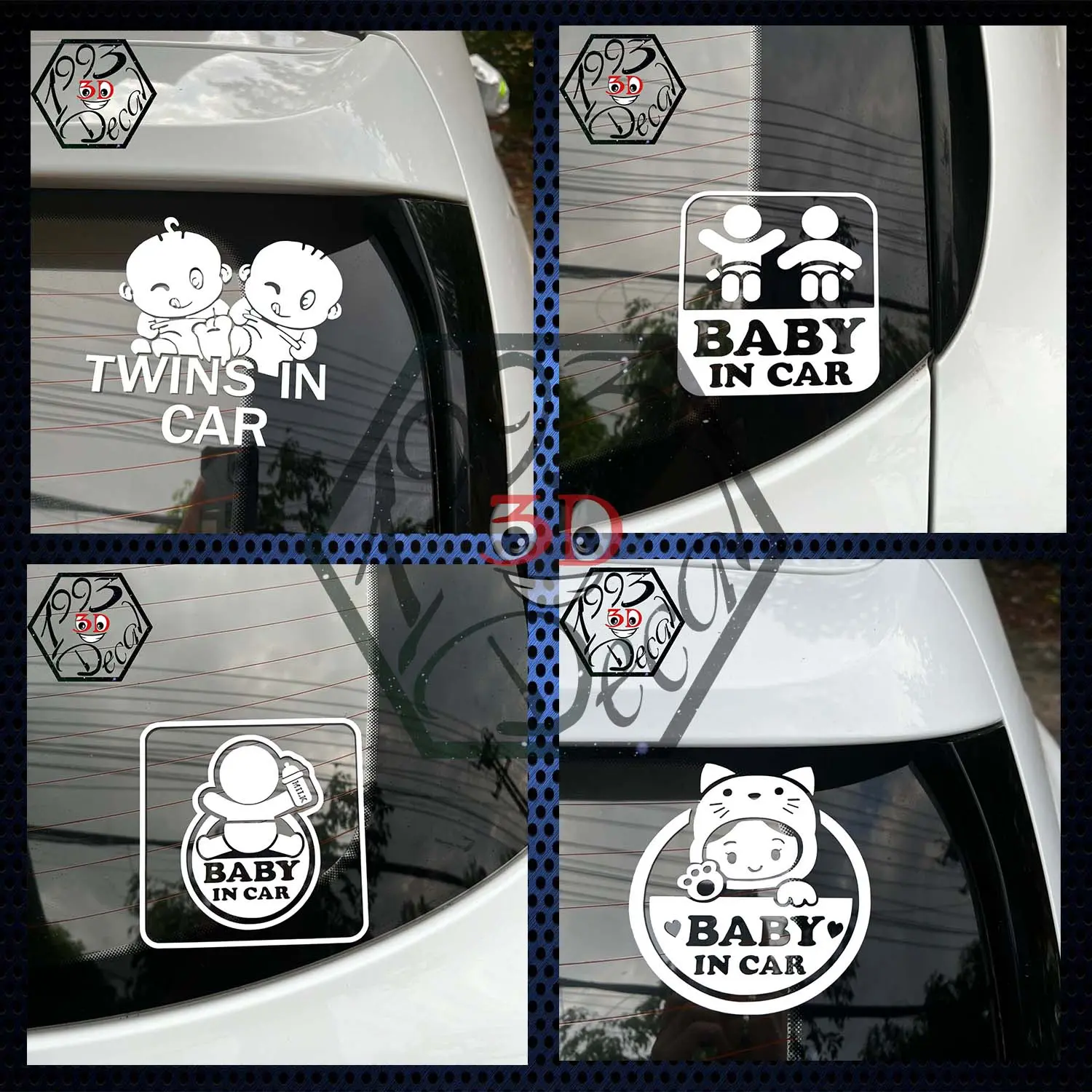 Nhãn Dán DECAL BABY IN CAR trang trí xe giữ an toàn giao thông chống nước chống xước, định hình