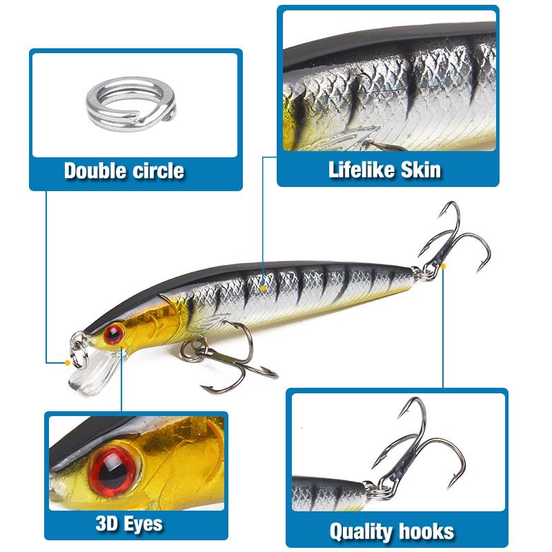 Mồi Câu Cá, 9g / 10cm, Thiết Kế Cá Tuế, Wobbler, Nổi, Thích Hợp Cho Bass Và Cá Ngựa, Mồi Cứng Nhân Tạo, Mồi Quay, Dụng Cụ Câu Cá Cá Chép Pesca, 1 Chiếc 1