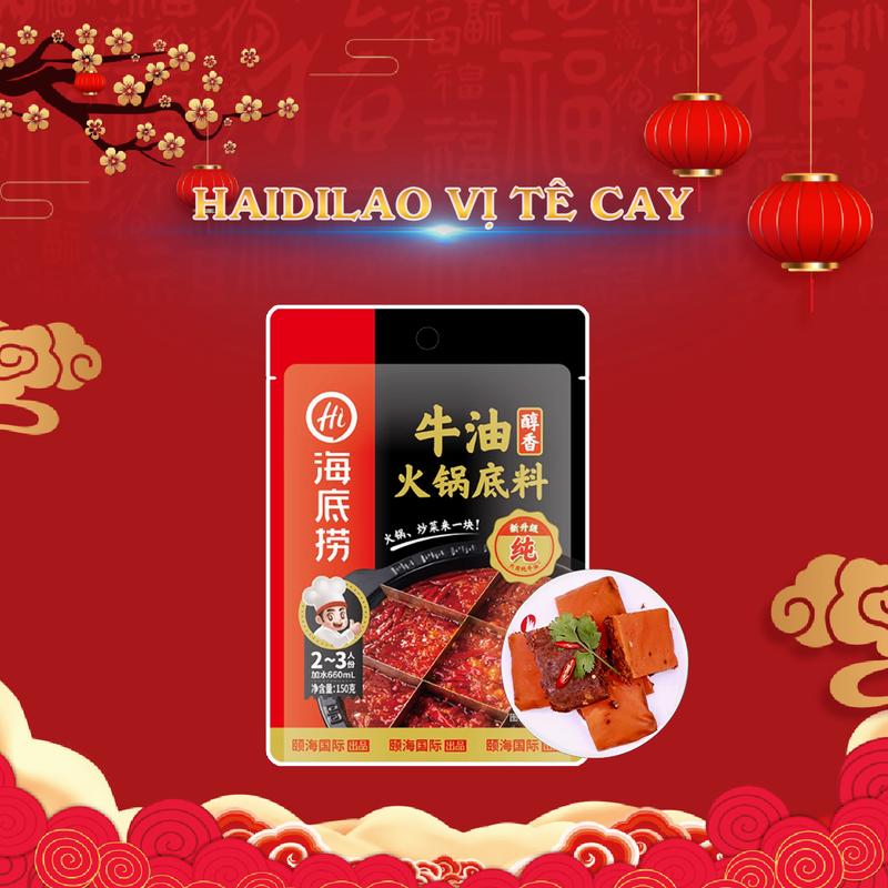Cốt lẩu Haidilao vị tê cay tứ xuyên 150g có sẵn 1 gói 3-5 người ăn Gia Vị lẩu ăn liền có sẵn