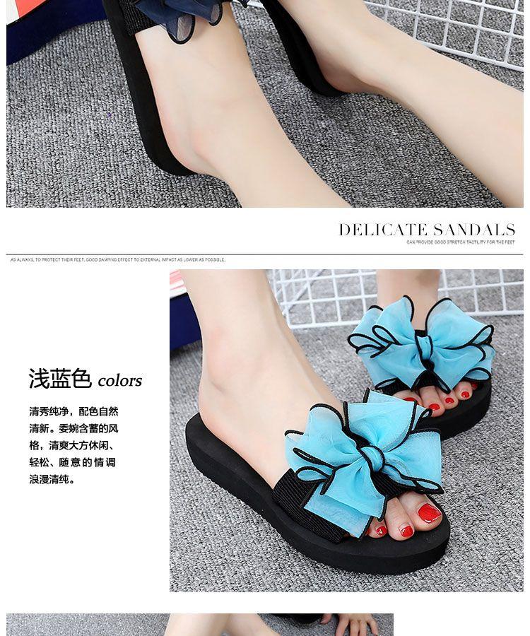 Product Introduction of Dép Lê Mùa Hè, Phong Cách Thắt Nơ Nữ, Dép Cao Gót, Đế Xuồng Chống Trượt, Giày Đi Biển, Thích Hợp Cho Bờ Biển, Có Thể Mặc Ngoài Trời, Năm 2025 17