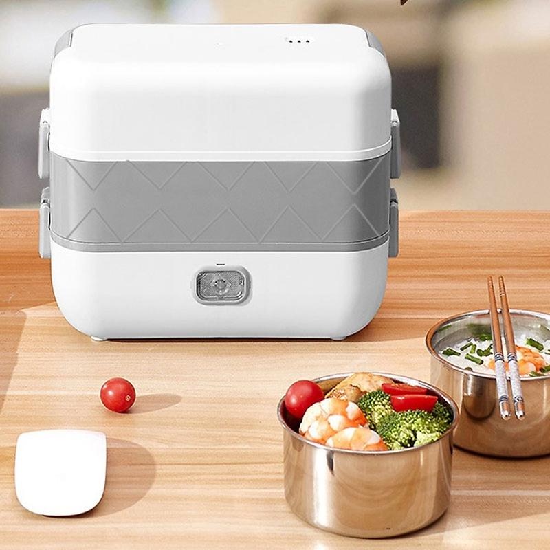 Hộp cơm hâm nóng 2 tầng 4 ngăn LUNCHBOX inox giữ nhiệt và tự nấu chín thức ăn, Cà Men Đựng Cơm Đi Làm 2