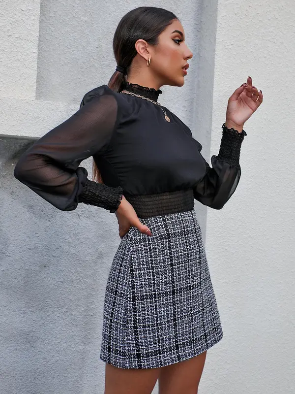 Women's Gingham Print High Waist A Line Short Skirt, Elegant Fashion Casual Tweed Skirt for Daily Outdoor Wear, Women Bottoms for Summer Spring Fall, Summer Clothes for Women 5
