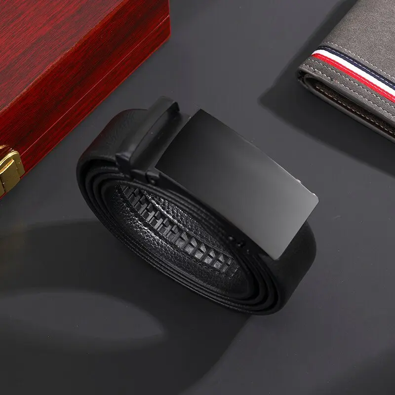 PROMO Sabuk Gesper Ikat Pinggang Full Hitam Kuilt PU Formal Casual Automatic Kepala Buckle Besi Bisnis Murah Untuk Acara Kantor Kerja Rel Otomats 0