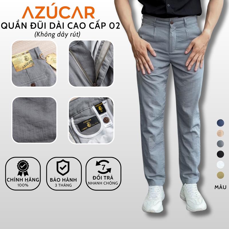 Quần Đũi Nam Cao Cấp AZÚCAR Phiên Bản không dây rút Siêu Mát, Lịch Sự và thoải mái tối đa Menswear Pants Đen Có Túi quana  unam quantay  nam quần  tây trung niên việt tiến