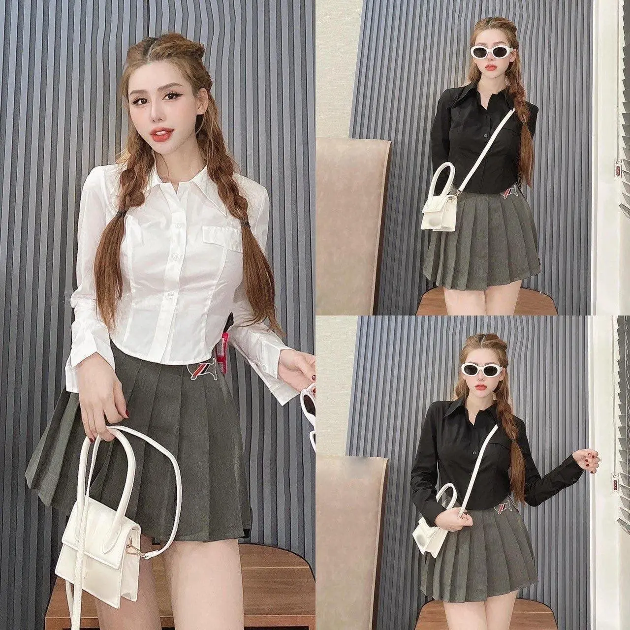Áo sơmi nữ kiêu tay dài chiết eo