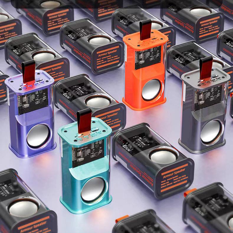 Loa Bluetooth Áo Giáp Trong Suốt V8, Kèn Nhỏ Loa Siêu Trầm Nặng, Sử Dụng Trong Nhà Và Ngoài Trời, Cầm Tay, Có Ánh Sáng Xung Quanh, Hệ Thống Âm Thanh Để Bàn, Y026 4