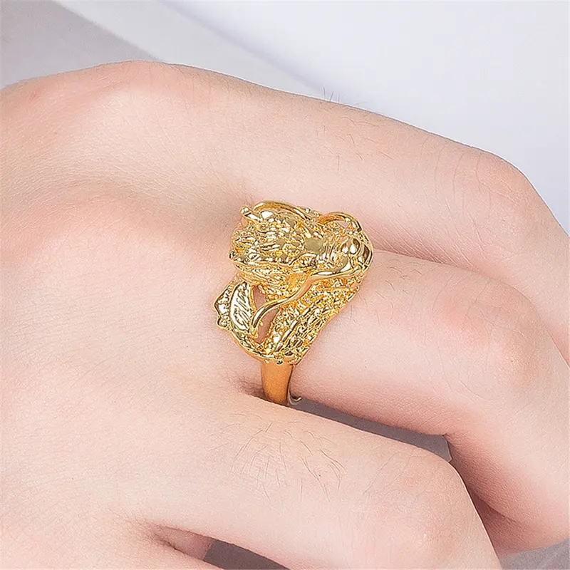 CINCIN UKIR NAGA RING LAPIS EMAS 24K - ANTI KARAT - ANTI LUNTUR 2