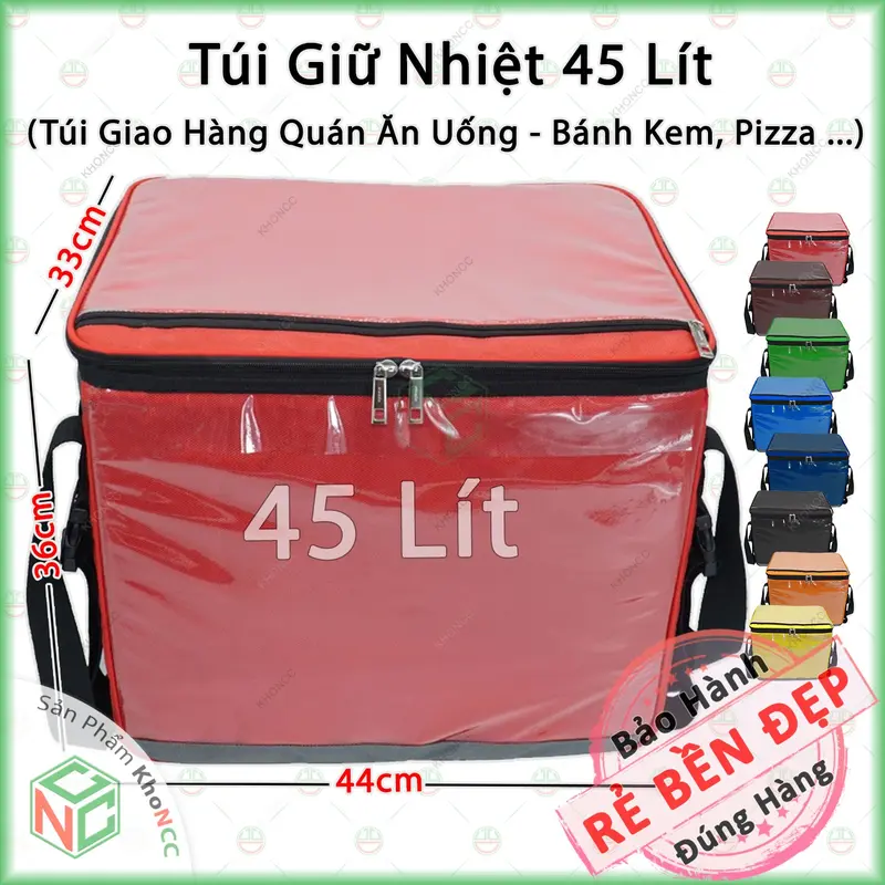 [KhoNCC] Túi Giao Hàng Giữ Nhiệt Cỡ Lớn 45 Lít - Dành Cho Shiper Quán Ăn Uống - Bánh Kem Sinh Nhật, Pizza - TGN-7187-45L (Nhiều màu) 0