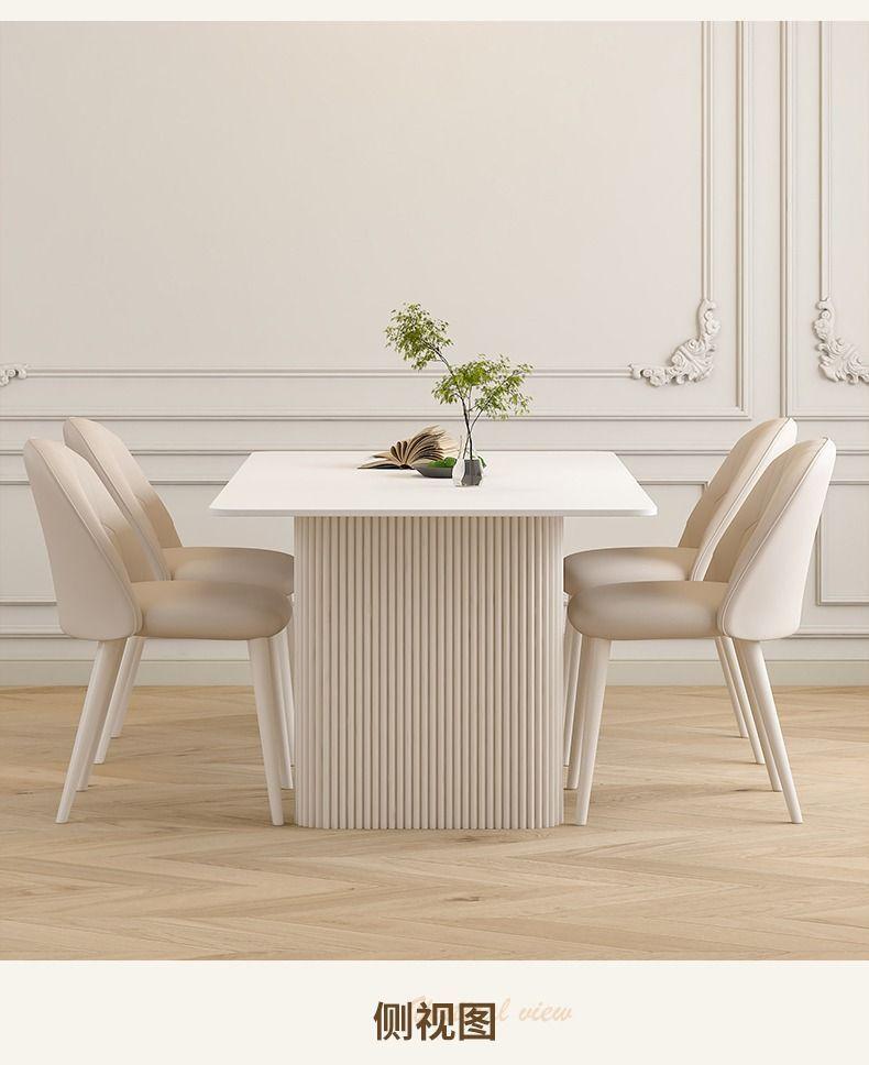 Product Introduction of Slate Dining Table and Chair Set Modern Simple Rectangular Small Apartment Cream Style Home Dining Table and Chairs 16