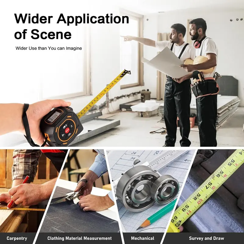 2 in 1 Laser Rangefinder, USB Rechargeable High Precision Digital Measuring Tool, Portable Handheld Measuring Tool for Home Decor, Construction 4