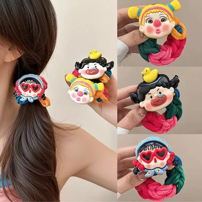 Dây Buộc Tóc Dopamine, Thiết Kế Hoạt Hình Dễ Thương, Scrunchie, Thích Hợp Cho Tóc Đuôi Ngựa Nữ, Độ Đàn Hồi Cao, Bền, Dây Buộc Tóc Rộng Và Dày