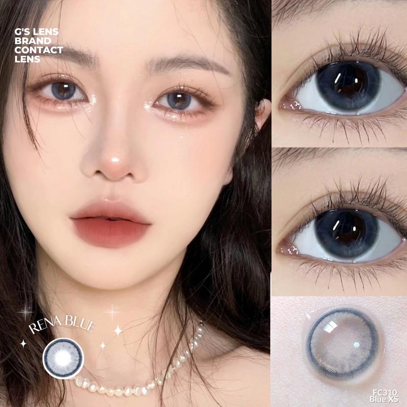 Kính Áp Tròng Xanh Rena Blue Tự Nhiên Không Giãn Size S 14.2mm Có 0-7 Độ Cận Lệch Độ FC310 Blue Lens Xanh Dương - G'S LEN