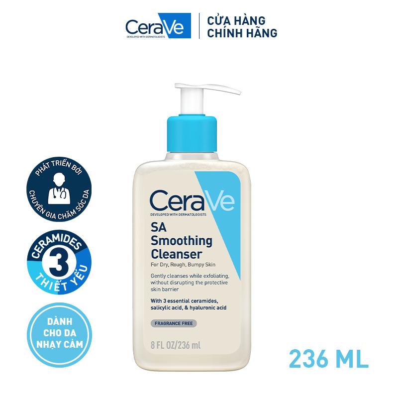 [DEAL ĐẶC BIỆT] Sữa rửa mặt làm sạch & tẩy tế bào chết dịu nhẹ CeraVe SA Smoothing Cleanser 236ml;chứa Salicylic Acid (BHA) nhẹ nhàng làm sạch, tẩy tế bào chết cho da, giảm mụn ẩn, mụn đầu đen, bã nhờn. Chăm sóc da_Sữa rửa mặt_Skincare cho Nam và Nữ