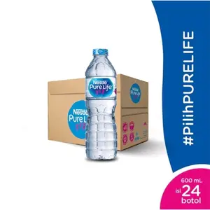 Pure life nestle air mineral botol 600 ml 1 Karton isi 24 Pcs
