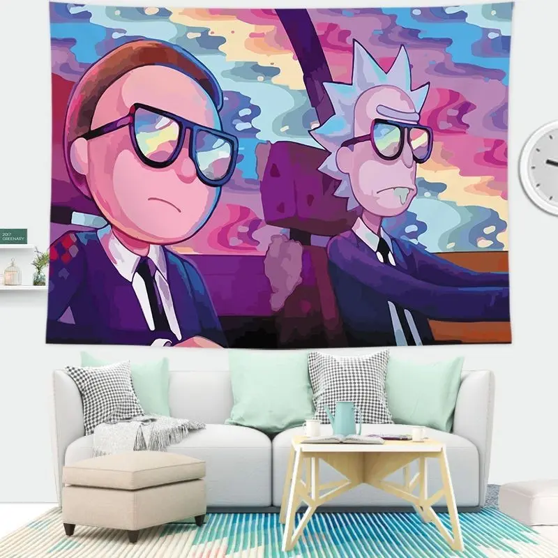 ผ้าแขวนผนัง, อะนิเมะ Rick และ Morty, พื้นหลัง, ตกแต่งห้องนอนและหอพัก, เสื่อผ้าติดผนัง, อุปกรณ์ต่อพ่วง สักหลาด