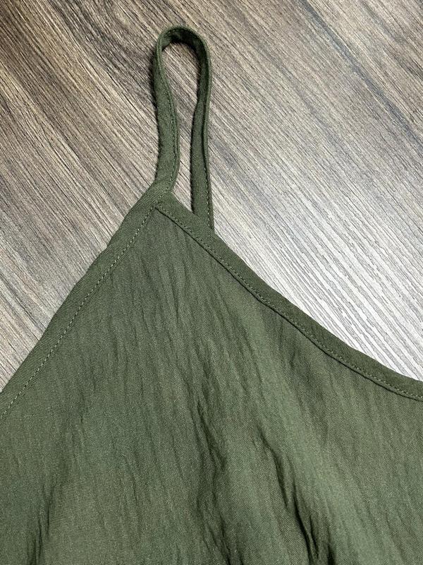 【Plus Size】 Solid Color Tie Front Cami Dress, Plus Elegant Fashion Casual Ruffle Trim Dress for Daily Outdoor Wear, Women Plus Clothing for Summer 5