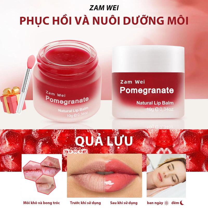 [Mua 1 tặng 1] Zam Wei Lip Mask, Son môi lựu,Mặt nạ môi lựu, giúp môi hồng mịn, giúp giảm thâm môi, dưỡng ẩm,Giảm thâm, khô và nứt nẻ môi, giúp môi mềm mại và đầy đặn, đồng thời làm đẹp collagen cho da,Dành cho nam và nữ, chăm sóc môi