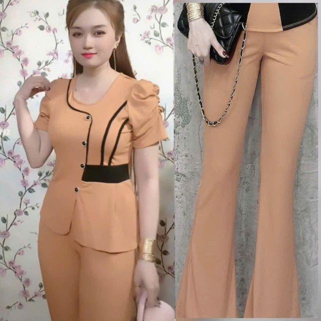 Product Introduction of Set bộ quần dài ống loe vải thun tăm lạnh mềm mịn mát mẻ 12