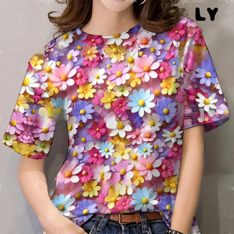 T-shirt for women's casual color short sleeved round neck fashion quick drying 5214789