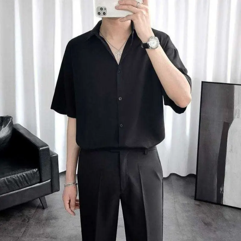 Áo sơ mi Đen nam nữ form rộng thời trang Unisex Menswear Shirt sơ  mi M Unisex 3