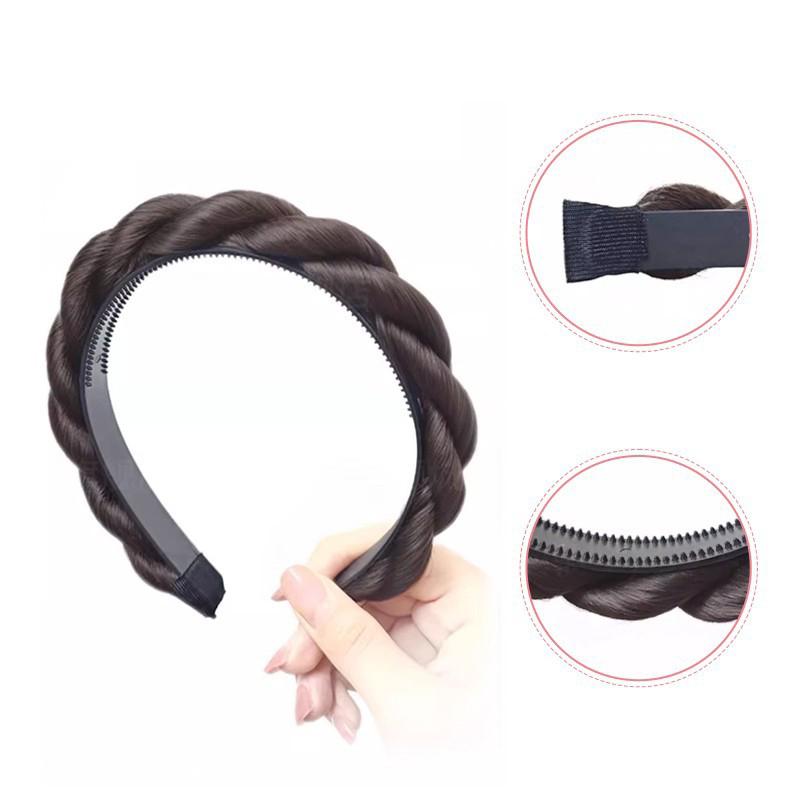 Băng Đô Tóc Giả Tổng Hợp, Dành Cho Nữ, Bện Tóc, Vô Hình, Thời Trang, Phụ Kiện Tóc, Phong Cách Bohemian, Băng Đô Tóc Tự Nhiên, Thích Hợp Cho Bữa Tiệc 7