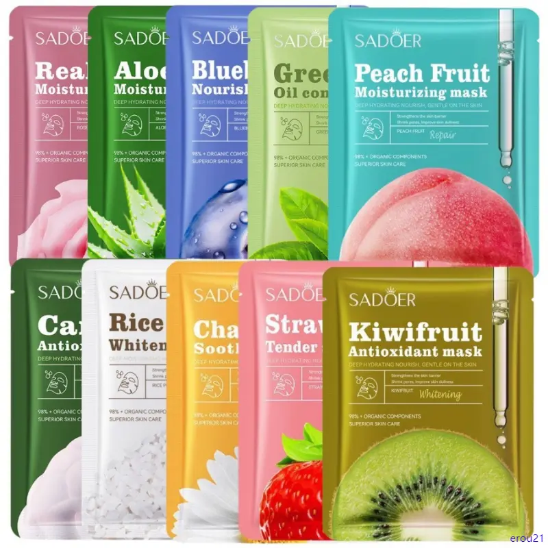 erou21 Mặt Nạ Giấy Hoa Quả  Mặt Nạ Dưỡng Trắng Dưỡng Trắng Cấp Ẩm Giảm Mụn Mờ Thâm Nội Địa Trung.