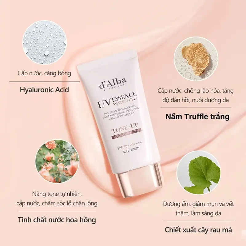 Kem chống nắng d'Alba nâng tông da Waterfull Tone-up Sun Cream SPF 50+ 50ml kemchong  nangany chong  nang 2