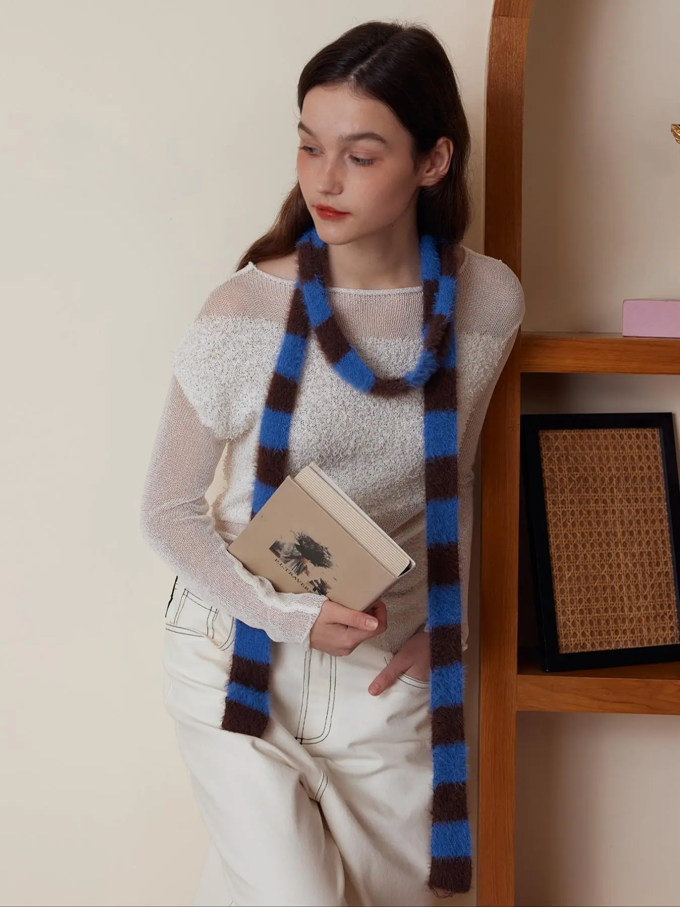 Women's Cute Colorblock Scarf, Casual Soft Warm Long Scarf for Daily Wear, Fashion Accessories for Women & Girls