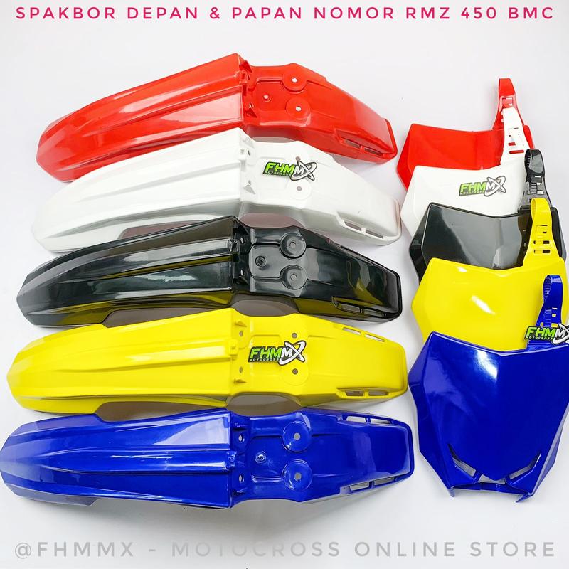 Spakbor depan RMZ 450 BMC dan cover nomer RMZ BMC 0
