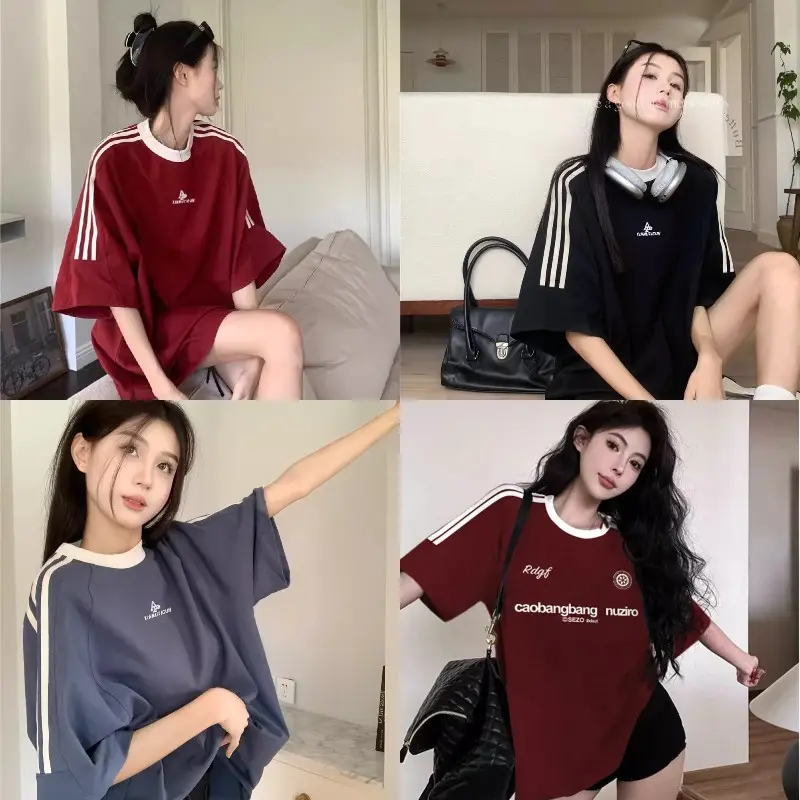 2567 American Retro women T-shirt short sleeve summer New loose casual round neck printed letter pattern