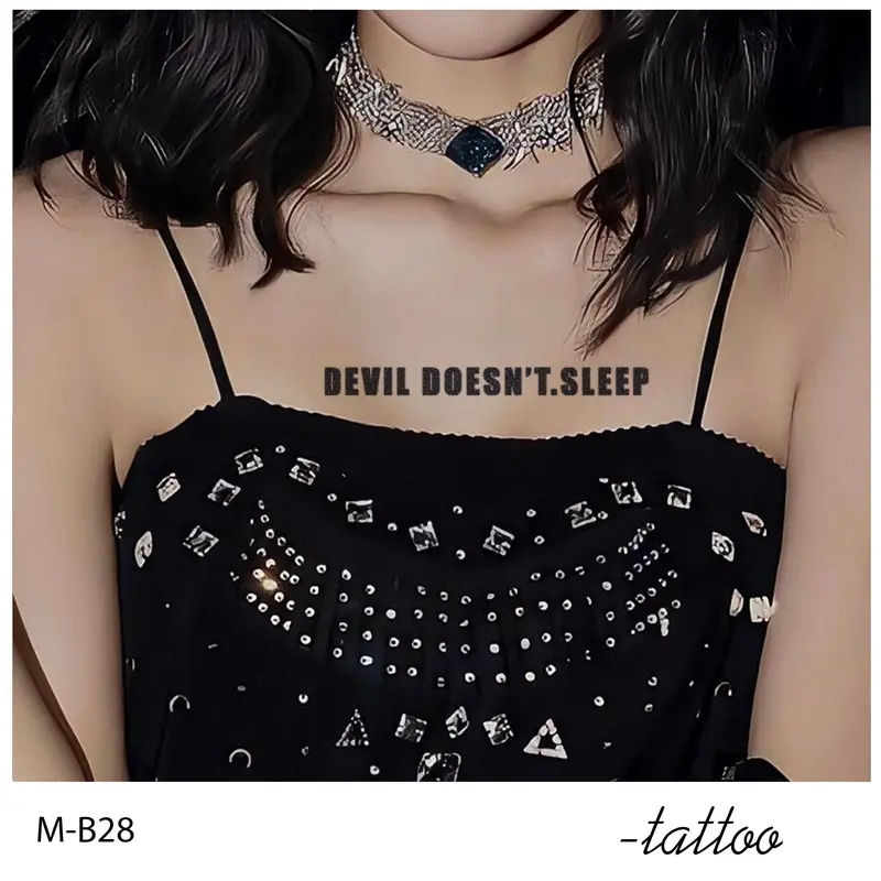 （OUT） ZOAR-BY08 Stiker Tato Temporary Semi Permanen 【Kombinasi kalimat bahasa inggris】Tahan lama Tattoo menempel dekorasi seni untuk pria dan wanita 6