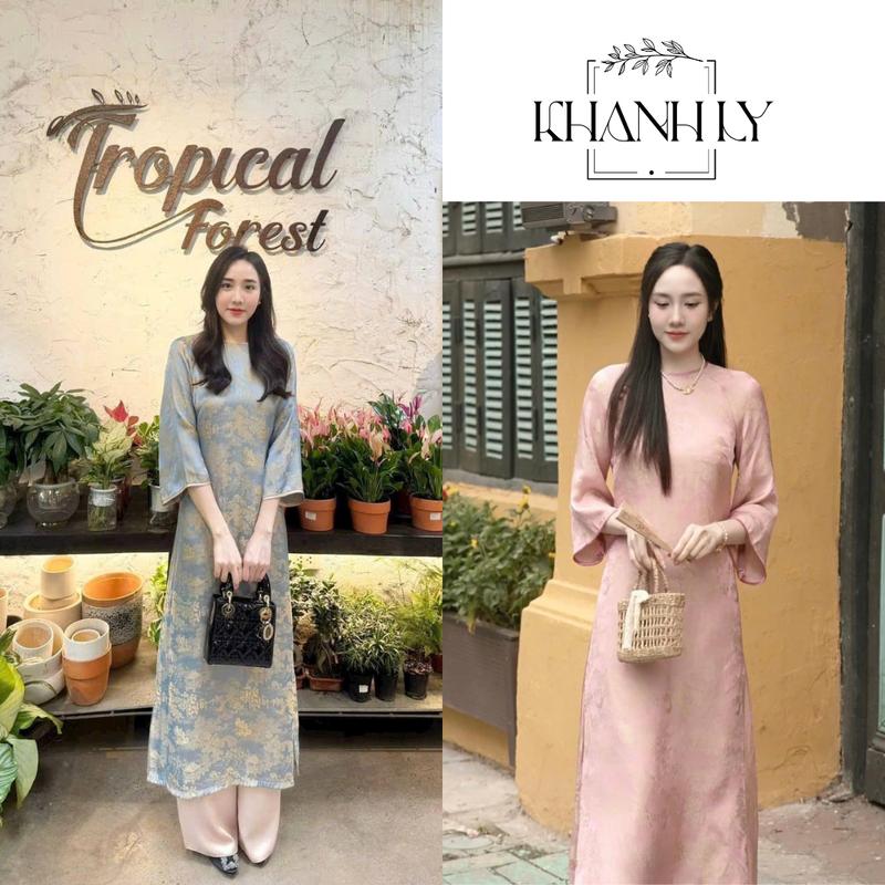  Áo dài cách tân dáng suông gấm lụa HOA VIÊN 