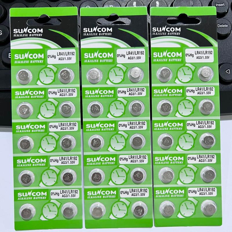 LR41/LR192 (AG3) 1.55V SUNCOM ALKALINE BUTTON CELL BATTERY Accessory ...