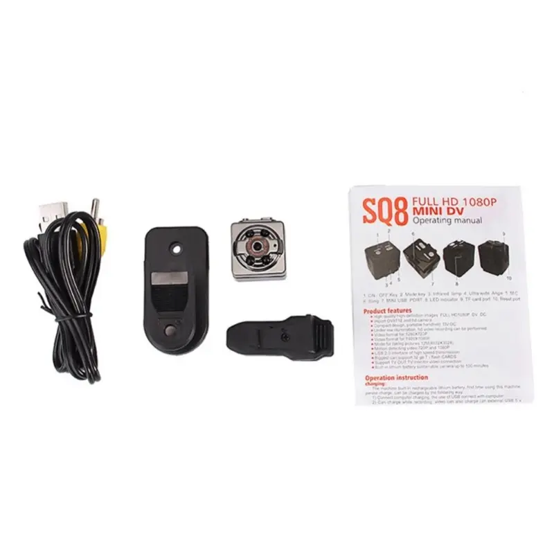 Máy ảnh mini SQ8, bí mật Nhỏ độ phân giải 1080p HD, máy ảnh video thông minh, tầm nhìn ban đêm, cảm biến chuyển động, không dây, DVR, máy quay Video 6