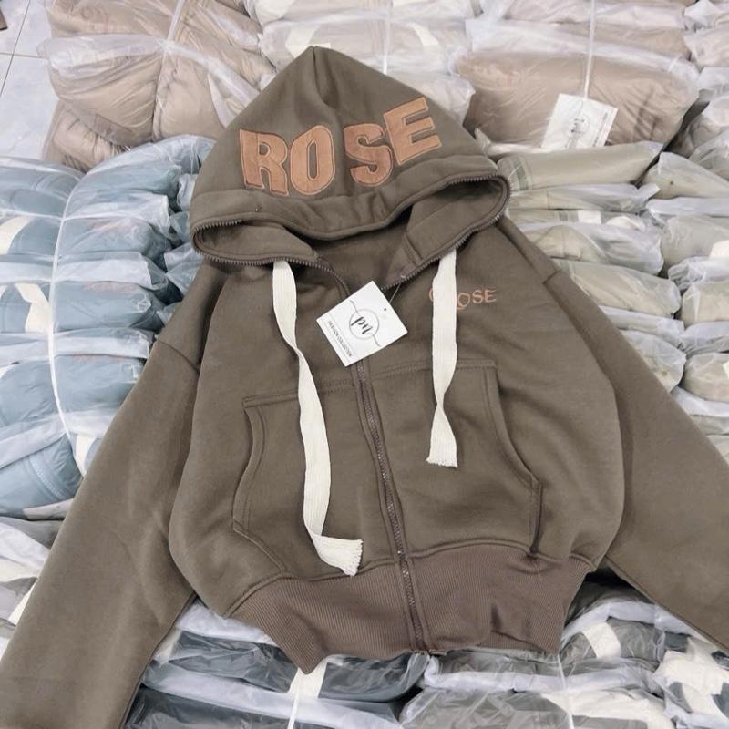 Áo khoác Nỉ Dày Dặn Thêu Rose Form Lửng Nữ - Freesize 40-65kg - Women Top 3