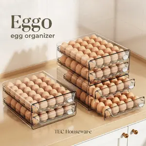 【TEC】EGGO Egg Organizer Tempat Penyimpanan Telur Kotak Telur Bertingkat Laci Penyimpanan Telur