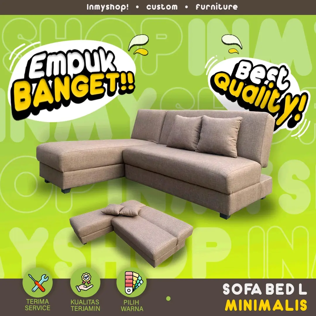LAMIAN - Sofa Minimalis Sofa Bed Sofabed L Tanpa Tangan sofa bed kasur lipat